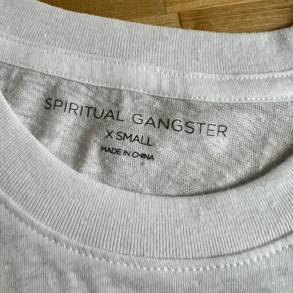 Spiritual Gangster May All Beings Crop Tank White Peace Sign Graphic XS NEW - Picture 5 of 9